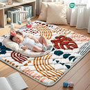 Baby Play Mats for Floor, 50x50 Playpen Mat for Babies, Extra Thicker & Soft Floor Crawling Mat, Foldable Non-Slip Playmat Cushioned for Infants Toddlers, Boho Leaf Design by TinyTreasures Baby Boutique