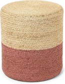 REDEARTH · Cylindrical Pouf Foot Stool Ottoman - Jute Braided Pouffe Poof Accent Sitting Footrest for Living Room, Bedroom, Nursery, Patio, Lounge (Natural Rust, 14.5"x14.5"x16") by CozyNest Decor