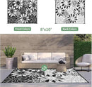 GENIMO Outdoor Rug Waterproof for Patio Decor, 8' x 10' Reversible Plastic Straw Floral Camping Carpet, Large Area Rugs Mats for RV, Camper, Deck, Balcony, Porch, Beach, Picnic, Black & White by CozyNest Decor