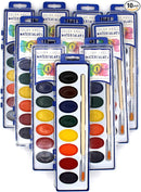 Color Swell Bulk Watercolor Paint 10 Pack with Wood Brushes 8 Washable Water Colors for Kids, Classrooms, Parties, All Ages by TinyTreasures Baby Boutique