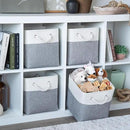 OrganiHaus 11x11 Cube Storage Bins 4 Pack, Foldable Cube Storage Organizer w/ Rope Handles, Collapsible Fabric Bins for Toys, Clothes & Closet Organization, Fabric Square Baskets - Gray/White by CozyNest Decor
