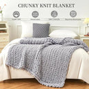 Admitrack Chunky Knit Blanket Throw, 100% Hand Knit Chenille Throw Blanket for Sofa & Home Decor, Soft and Cozy Knitted Throw Blankets (Light Gray，51"x63") by CozyNest Decor