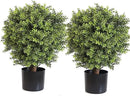 Artificial Topiary Ball Tree, 2 Pack Artificial Plants Outdoor, Ball Shaped Boxwood Topiary, Artificial Shrubs Potted for Indoor and Outdoor (22inch) by GreenHaven Gardens
