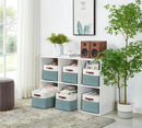 DECOMOMO Storage Bins Fabric Storage Baskets for Shelves, Linen Closet Organization Toys Nursery (Green and White, Large - 4 Pack) by CozyNest Decor