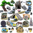 37PCS Fairy Garden Accessories, Miniature Nature Village Theme Fairy Garden Supplies for Outdoor, Mini Resin Animals House Bridge Pool Figurines Micro Landscape Succulent Plant Pots Terrarium Decor by CozyNest Decor