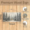 Winter Pine Tree Deer Wooden Sign, 12x6 inches, Rustic Wall Decor for Home, Office or Gifting by CozyNest Decor