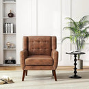 UIXE Faux Leather Accent Chair, Morden Upholstered Armchair for Living Room, Button Tufted Arm Chair Comfy Single Sofa Bedroom Side Reading Seat - Coffee by CozyNest Decor