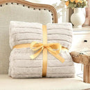 BEDELITE Faux Fur Throw Blanket for Couch, Soft and Cozy 3D Ribbed Fluffy Blanket, Thick Warm Plush Fuzzy Faux Rabbit Fur Blanket for Women Gift (Beige, 50"x 60") by CozyNest Decor