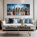 Brooklyn Bridge Wall Art for Bedroom,Modern City Large Canvas Wall Art Living Room,Blue Home Office Decor 29 x 59 Inch by CozyNest Decor