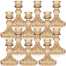 Candlestick Holders Set, 12Pcs 4" H Taper Candle Holders Bulk, Glass Candle Holders for Wedding, Festival, Party & Windowsill Decor, Gold by CozyNest Decor