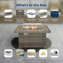 SereneLife Outdoor Propane Fire Pit Table 50000 BTU with Auto Ignition, Glass Wind Guard, Mosaic Tile Top, Clear Glass Rocks, and Weather-Resistant Design for Patio or Backyard by GreenHaven Gardens