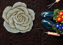 NAT & Jules Rose Flower Shaped Dimensional Indoor Outdoor 12 inch Cast Resin Decorative Garden Stepping Stone, Patio, Walkway Sculpture Yard Art, Stone Grey