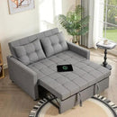 52" Sleeper Sofa with Pull-Out Bed, 3-in-1 Convertible Sofa Bed, Loveseat with Stepless Adjustable Backrest and Side Pocket, for Living Room Dorm Apartment, Linen, Light Gray by CozyNest Decor