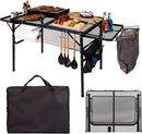 Folding Table w/ Carry Bag, Paper Towel Holder, Garbage Holder, Wing Panels, 3x2 FT Foldable Table for Portable Grill, Picnic, Outdoor, Beach, Small Folding Table Adjustable Height,Camping Table, BBQ by GreenHaven Gardens
