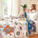 Boho Throw Blanket, 100% Organic Cotton Breathable Ultra Soft Bed Quilt Throw - All Season Floral Bird Butterfly Farmhouse Decor Blanket for Sofa Couch Chair and Gift. 60" x 80" by CozyNest Decor