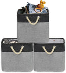 SIMPLE HOUSEWARE Fabric Storage Cubes, 13" x 13" Storage Bin, 3 Pack, Dark Gray by CozyNest Decor