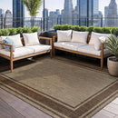 Beverly Rug Large Outdoor Rug 9x12 Modern Bordered Area Rugs for Indoor and Outdoor Patio Deck Porch Garden Waterproof Weather Sun Resistant Washable Outside Carpet (9 x 12 Jute) by CozyNest Decor