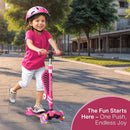 Pink 3 Wheel Scooter with Seat for Kids – Light-Up LED Wheels, Adjustable Handlebar and Seat, Smooth PU Wheels, Wide Anti-Slip Deck, Rear Foot Brake – Toddler Outdoor Toys for Ages 2+ by TinyTreasures Baby Boutique