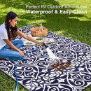 OLANLY Outdoor Rug Waterproof 5x8 ft Clearance, Reversible Outdoor Plastic Straw Rug with Floral Pattern, RV Mat for Patio, Camping, Balcony, Deck, Backyard, Navy & White by CozyNest Decor