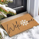 Barnyard Designs Natural Coco Coir Christmas Doormat - Large Cute Non-Slip Heavy Duty Backing Door Mat for Outside Entrance or Porch Entry, Brown (17x30, Winter Snowflake) by CozyNest Decor