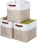 DECOMOMO Extra Large Storage Baskets 54.5L Fabric Storage Bins for Organizing Linen Closet, Toys, Nursery (Beige and White, XXXL - 3 pack) by CozyNest Decor
