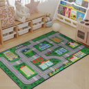 Fun Car Play Area Carpet Car Mat 2x3 Play Rug for Playroom Town City Road Map for Boys Bedroom Non-Slip Washable by TinyTreasures Baby Boutique