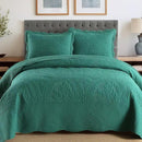 MarCielo 3-Piece 100% Cotton Oversized Bedspread Lightweight Quilt Coverlet Embroidery Farmhouse Bedding Set T0 (Emerald, Oversized King (118"x106")) by CozyNest Decor