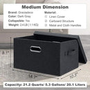 Medium 15" 21 Quart Collapsible Stackable Storage Bins with Lids, 3 Packs Dark Grey Foldable Fabric Closet Boxes Heavy-duty Linen Cube Baskets Container for Bedroom Office (15 x 11 x 8) by CozyNest Decor
