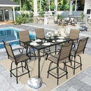 Sophia & William Outdoor Bar Set, Patio Bar Table and Chairs Set, Bar Height Patio Set - 6 x Swivel Bar Chairs(Brown-Padded), 1 x Rectangular Bar Table(Black) by CozyNest Decor