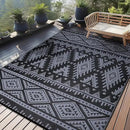 OLANLY Outdoor Rug Waterproof 10x14 ft, Reversible Outdoor Plastic Straw Rug, Boho Patio Rug, Indoor Outdoor Carpet, RV Mat Outside for Patio, Camp, Picnic, Balcony, Deck, Backyard, Black & Grey by GreenHaven Gardens