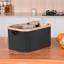 efluky Storage Baskets for Organizing, Fabric Storage Bins with Bamboo Handles, Collapsible Storage Baskets for Shelves and Closet, Black Set of 2 by TinyTreasures Baby Boutique