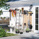 Garden Tool Organizer Wall Mount, 64 inches Tool Storage Rack with Adjustable Hooks, 600lbs Adjustable Heavy Duty Metal Hooks, Yard Shed Rack Holder System Hanging Rake Broom Mop Snowboard, Men Gift by GreenHaven Gardens