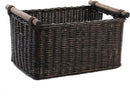 The Basket Lady Pole Handle Wicker Storage Basket, Small, 14 in L x 10 in W x 7.5 in H, Antique Walnut Brown by GreenHaven Gardens