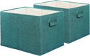 SIMPLE HOUSEWARE 15 x 13 Inch Collapsible Fabric Storage Bin with Handles, 2 Pack, Turquoise by CozyNest Decor