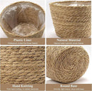 Athaliah Plant Basket, 3 PCS Plant Baskets Indoor with Plastic Liner, Water Hyacinth Woven Planters Flower Basket, Planter Basket for Rustic Boho Home Farmhouse Floor Potted Pots Decor by CozyNest Decor
