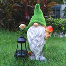 Solar Gnomes Garden Statues,Resin Gnome Figurine Holding Mushroom and Solar Lights Lantern,Outdoor Yard Art Decorations for Garden Patio Lawn by GreenHaven Gardens