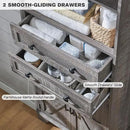 Bathroom Storage Cabinet, 72" Tall Farmhouse Storage Cabinet with 2 Drawers, Adjustable Shelves & Barn Door, Cabinet for Bathroom, Living Room, Kitchen, Grey Wash by CozyNest Decor