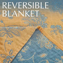 jinchan Boho 100% Cotton Muslin Twin Size 60x80 Inches Blanket Lightweight 4-Layer Quilted Soft Yellow and Blue Floral Throw Blanket Reversible Comfy Flower Breathable All Seasons Couch Bedroom Decor by CozyNest Decor