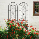 Metal Garden Trellis Rustproof Trellis for Climbing Plants Outdoor Flower Support Peacock Style (Black-2 Pack, 86.7"x19.7") by GreenHaven Gardens