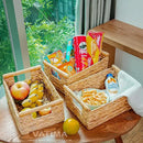 VATIMA Hyacinth Small Wicker Basket 11.6x8.1x4.9" - Bathroom Organizer, Wooden Handle, Decorative Storage by CozyNest Decor