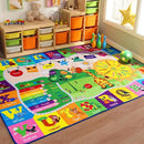 Kids Rugs for Playroom Washable, Educational and Fun Learning Rugs with ABC Alphabet Animals Shapes, Baby Toddler Children's Play Mat for Bedroom Classroom Nursery, 3x5 Feet by CozyNest Decor