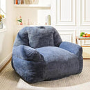Giant Bean Bag Chair, Faux Fur Bean Bag Chair for Adults, Fluffy and Comfy Bean Bags with Filler, Big Bean Bag Sofa Chair for Reading, Gaming, Stuffed High-Density Foam, Grey by CozyNest Decor