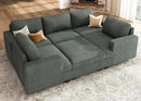 Nolany Modular Sectional Couch with Storage Ottoman, Corduroy Sleeper Sectional Sofa with Chaise, Sectional Couches for Living Room, Green by CozyNest Decor