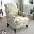 Lumibee Wingback Accent Chair,High Back Floral Armchairs in Fabric,Comfy Upholstered Reading Single Sofa Chair with Solid Wood Legs for Living Room,Bedroom,Office-White by CozyNest Decor