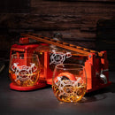 Firetruck Whiskey Decanter with Two 12 oz by The Wine Savant