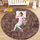 4FT Round Rug for Bedroom: Fluffy Shag Soft Washable Rugs Circle Small Fuzzy Plush Indoor Carpet for Living Room Nursery Playroom Dorm Kids Girls Boys Room (Coffee, 4'x4') by TinyTreasures Baby Boutique
