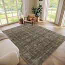 Washable 6x9 Area Rugs for Living Room, Boho Non-Slip Silicone Backing Large Rugs for Bedroom Dining Room Nursery Office, 0.3" Neutral Oriental Throw Carpet with 0.16" Cushioning Pad,Deep Brown/Multi by TinyTreasures Baby Boutique