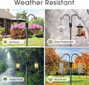 Double Shepherds Hooks for Outdoor, Heavy Duty Bird Feeder Pole with 5 Prong Base, Adjustable Shepards Hook for Outside, Garden, Weddings, Hanging Plant, 2 Pack by GreenHaven Gardens