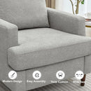 Mid-Century Accent Chair,Modern Linen Fabric Armchair for Living Room,Comfy Upholstered Reading Accent Chairs for Bedroom,Single Sofa Chair with Wood Legs (Light Grey, 1 Pack) by CozyNest Decor