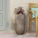 Christopher Knight Home Jorine Lightweight Concrete Planter, Cast Stone Plant Pot, Large Garden Urn, Patio Texture Finish Flower Pot for Balcony Backyard Poolside, No Assembly Needed, 27" H Brown by CozyNest Decor